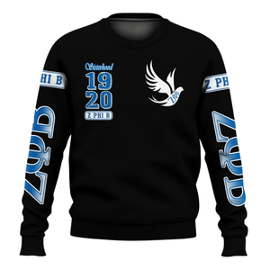 Sudadera de Cuello Redondo de Invierno de la Hermandad Griega Zeta Phi Beta 1920, Bordado Frontal, 100% Algodón, Felpa, para Mujer - Product Image 1