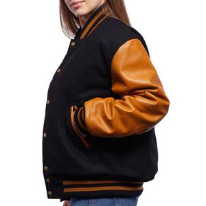 Automne hiver haute Streetwear broderie femmes Baseball Varsity vestes femmes décontracté Lettermen cuir manches vestes décontracté - Product Image 3