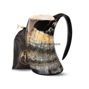 Venta al por mayor de alta calidad de cuerno de búfalo tazas hechas a mano de lujo al por mayor de cuerno natural taza Bar cerveza y vino taza para beber para proveedores - Product Image 1