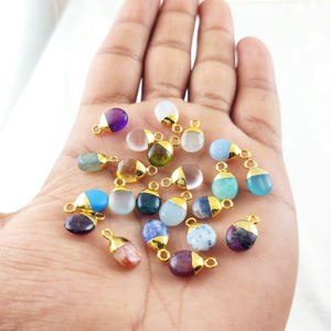 10mm Lisse Cristal Quartz Tumble Plaqué Or Pendentif Véritable Pierre Précieuse avec Cuivre En Gros Charme Bijoux - Product Image 4