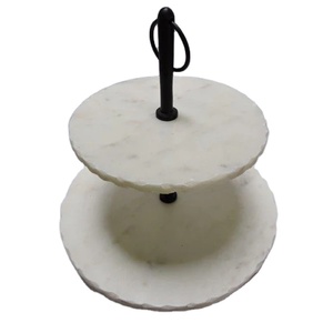 Marbre avec bords dorés avec poignée en métal Support pour gâteau et dessert Outils Rond Créatif Moderne Support pour gâteau et pâtisserie Outil de cuisine - Product Image 5