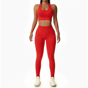 <b>Women</b> High Elastic <b>Compression</b> Quick Dry Lightweight Breathable Seamless Fitness High Waist <b>Leggings</b> Printing Yoga Bra Set - Product Image 2