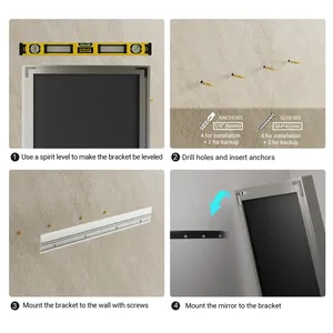 Offre spéciale Miroir mural argenté de grande taille Miroir décoratif en métal élégant au design moderne pour la maison et l'hôtel - Product Image 5