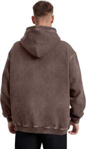 Ropa informal de invierno para hombre, de gran tamaño Sudadera con capucha, jersey de lana de algodón con bolsillo de canguro y hombro caído teñido liso - Product Image 5