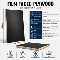 Panneau de contreplaqué filmé imperméable 18 mm, durable, multicouche, pour projets de coffrage