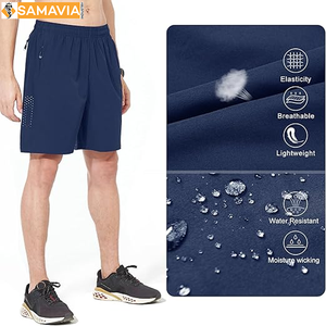 Pantalones cortos de gimnasio de secado rápido para hombre con bolsillos Patrón sólido Ropa deportiva de entrenamiento informal Pantalones cortos deportivos OEM - Product Image 4