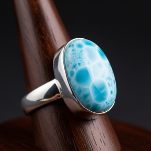 Anillo de moda de plata 925 personalizado último diseño Larimar cristal rodio y oro rosa banda de fiesta de boda de alta calidad - Product Image 6