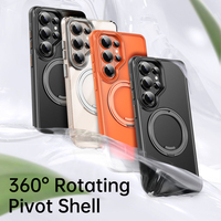 Funda con Soporte Magnético Giratorio 360° para Samsung Galaxy S26 S25 S24 Ultra, Carcasa Mate Antigolpes con Botones Metálicos y Agarre Antideslizante