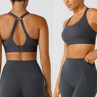 Soutien-gorge de sport sans bretelles pour femme - Finition brossée, bonnets C/D, push-up, sans armatures, grande taille, pour yoga, gym, course à pied, fitness, avec bretelles croisées