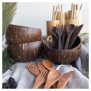 100% bols en coquille de noix de coco faits à la main respectueux de l'environnement naturel brut fabriqué sur mesure au Vietnam technique polie emballage en Carton - Product Image 3