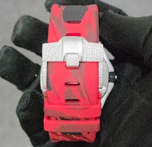 Men's Luxury Miyota Quartz Analog Stainless Steel 40mm Hip Hop Fashion <b>Watch</b> with VVS Moissanite <b>Rubber</b> Band Iced No Waterproof - Product Image 6