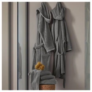 Peignoir unisexe 100% coton super moelleux respirant Logo personnalisé polaire corail gris uni pour hôtel de luxe Spa esthétique décontracté - Product Image 5