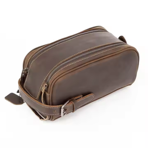 Bolsa organizadora de cuero de lujo hecha a mano para hombre, neceser de cuero de grano completo personalizado con cierre de cremallera a la moda - Product Image 2