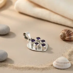 Colgante de Plata 925 con Oro Rosa y Platino, con Corazón de Amatista, Chapado en Rodio, Joyería de Piedras Preciosas para Mujer, Colgante con Dije - Product Image 2