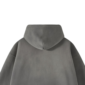 เสื้อฮู้ดมีซิปผ้าฟลีซสำหรับผู้ชายผ้าฝ้ายย้อมสีแบบเรียบสำหรับฤดูหนาวปรับแต่งได้เต็มรูปแบบ - Product Image 5