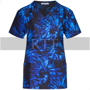 Haut de gommage médical à col en V imprimé léger et extensible pour infirmières par Raw to Fine - Product Image 3