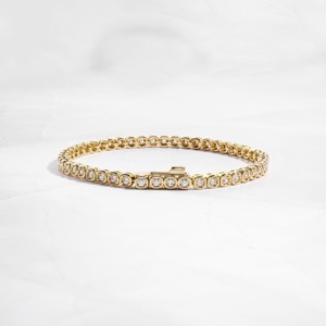Modern Round <b>Moissanite</b> Diamond Tennis <b>Bracelet</b> With 14k Gold Plated 925 Silver Iced Out Luxury Diamond Jewelry For Wedding - Product Image 3