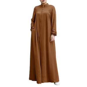 New Arrival 2026 Customized Size Women <b>Abaya</b> Muslim Long Sleeve Front Zipper Dress <b>Prayer</b> Women Abayas with Pockets - Product Image 2