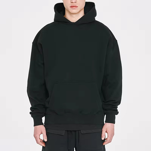 Sweat à capuche de qualité supérieure 450gsm sans ficelles style pull surdimensionné logo personnalisé vierge grande taille épaules tombantes sweats à capuche noirs pour hommes - Product Image 4