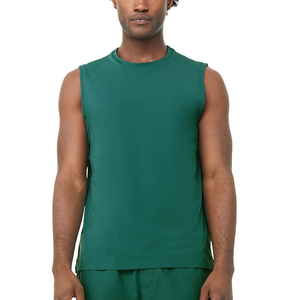 Camisetas sin mangas de gimnasio para hombre, talla XL, algodón transpirable, fibra de bambú, Color sólido con estampado de estilo callejero, Camiseta de punto de talla grande - Product Image 1