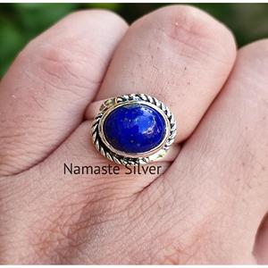 Bague artisanale en argent sterling 925 avec lapis-lazuli, pierre de naissance de septembre, alliance de promesse, pierre précieuse bleue naturelle, bijoux bohèmes IGI - Product Image 4