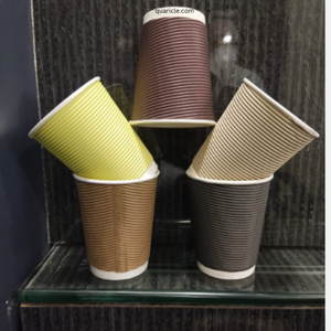 Boissons chaudes et froides tasses d'ondulation 4oz/6oz/9oz/12oz/16oz vaisselle en papier jetable pour les événements de bar modernes anniversaires mariages - Product Image 3