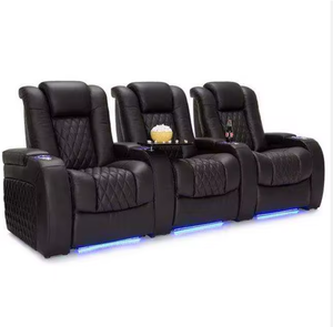 NOUVEAU Canapé de cinéma maison en cuir italien, siège de théâtre confortable, fauteuil inclinable électrique avec chargeur sans fil et lumières LED - Product Image 1