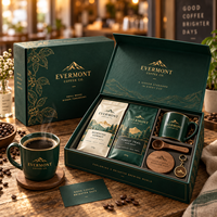 Coffret cadeau de café AT PACK avec sacs de café personnalisés, tasse, porte-clés, aimant de réfrigérateur et emballage haut de gamme pour les torréfacteurs