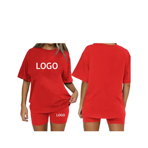Ensemble 2 pièces de haute qualité T-shirt pour femme avec short Logo personnalisé Ensemble uni pour femme Vêtements décontractés Service OEM - Product Image 4