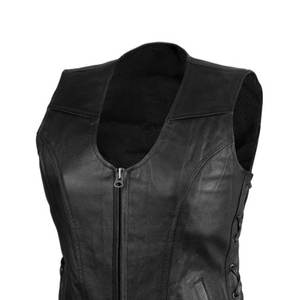 Nouvelle arrivée de gilets de moto en cuir noir pour hommes vestes en cuir conception personnalisée imprimé respirant fermeture éclair gilet en cuir pour l'hiver - Product Image 4
