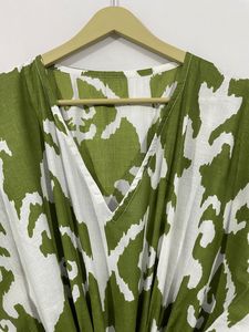 Vestido caftán floral de verano hecho a mano para mujer, bata larga de algodón 100% con cintura Natural, ropa de moda india - Product Image 2