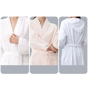 Albornoz de terciopelo blanco de algodón 100% de alta calidad, albornoz de algodón de tela de rizo para hombres, mujeres, Spa, Hotel, bata de baño con logotipo - Product Image 4