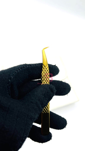 Pinces à épiler pour extensions de cils en plasma doré, pointe en fibre, acier inoxydable japonais, marque privée - Product Image 6