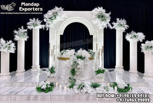 Arcos de madera modernos para decoración de escenario, soporte de arco de madera de boda para telón de fondo de escenario, decoración de recepción de boda cristiana - Product Image 6