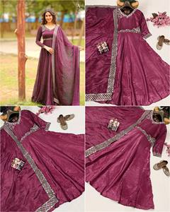 MEJORA LA BELLEZA DE TU ARMARIO CON ESTE VESTIDO RECIÉN LANZADO HERMOSO VESTIDO DE SEDA TRITURADA DE ORO 3 PCS - Product Image 2