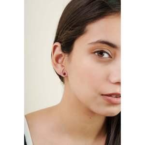14K Gold <b>Garnet</b> and Amethyst Drop <b>Earrings</b> with Diamond Swirl Design - Product Image 5