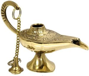 Quemadores de Incienso de Latón con Acabado Antiguo, Lámparas de Genio de Aladino, Tamaño de 6 Pulgadas (Latón-Dorado) - Product Image 6
