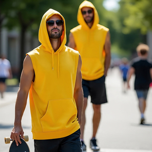 Entraînement Muscle Fit débardeur à capuche hommes athlétique sans manches Singlet capuche hommes Gym Fitness pull sans manches débardeur hommes - Product Image 6