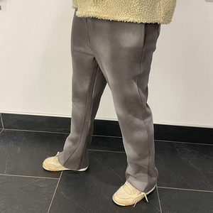 Pantalones de chándal de nuevo diseño para hombre, pantalones acampanados lavados al sol, estilo de 4 bolsillos, dobladillo ajustado, menos poliéster/material de algodón, ligero 3D - Product Image 4