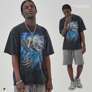 Tshirt uni surdimensionné en coton de haute qualité pour hommes, imprimé vierge, logo personnalisé - Product Image 3