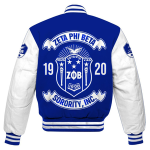 Zeta Phi Beta 1920 Varsity Letterman Veste Sororité Bleu Blanc Chenille Patch ZPB Grec Vie Fondateurs Weekend Gear - Product Image 5