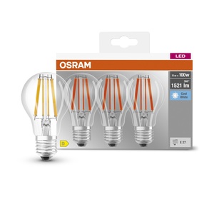 Confezione da 3 lampade LED standard in vetro trasparente E27 11W 4000K (Osram 592391) - Product Image 1