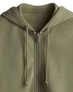 Customized Women Olive Green Cropped Zip Up <b>Hoodie</b> Long Sleeve Drawstring Hooded <b>Sweatshirt</b> Casual Streetwear Winter Fashion Top - Product Image 4