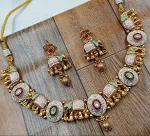 High Quality Traditional <b>Elephant</b> Motif Copper Necklace Set <b>for</b> <b>Women</b> and Girls Festive Occasions Indian Fashion Necklaces - Product Image 2