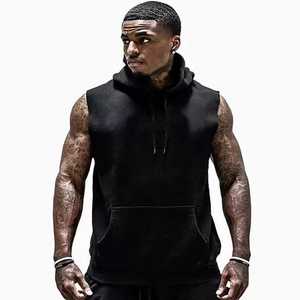 Personnalisé hommes hiver sans manches à capuche gilet sport entraînement Gym Fitness polaire 100% coton grande taille couleur unie à capuche - Product Image 5
