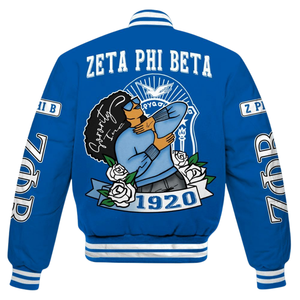 Zeta phi เสื้อแจ็กเก็ตทีมตัวแทนชมรม zpb 1920สีฟ้าสีขาว zpb แจ็คเก็ตเลตเทอร์แมนฉบับกรีกแผ่นปะ - Product Image 5