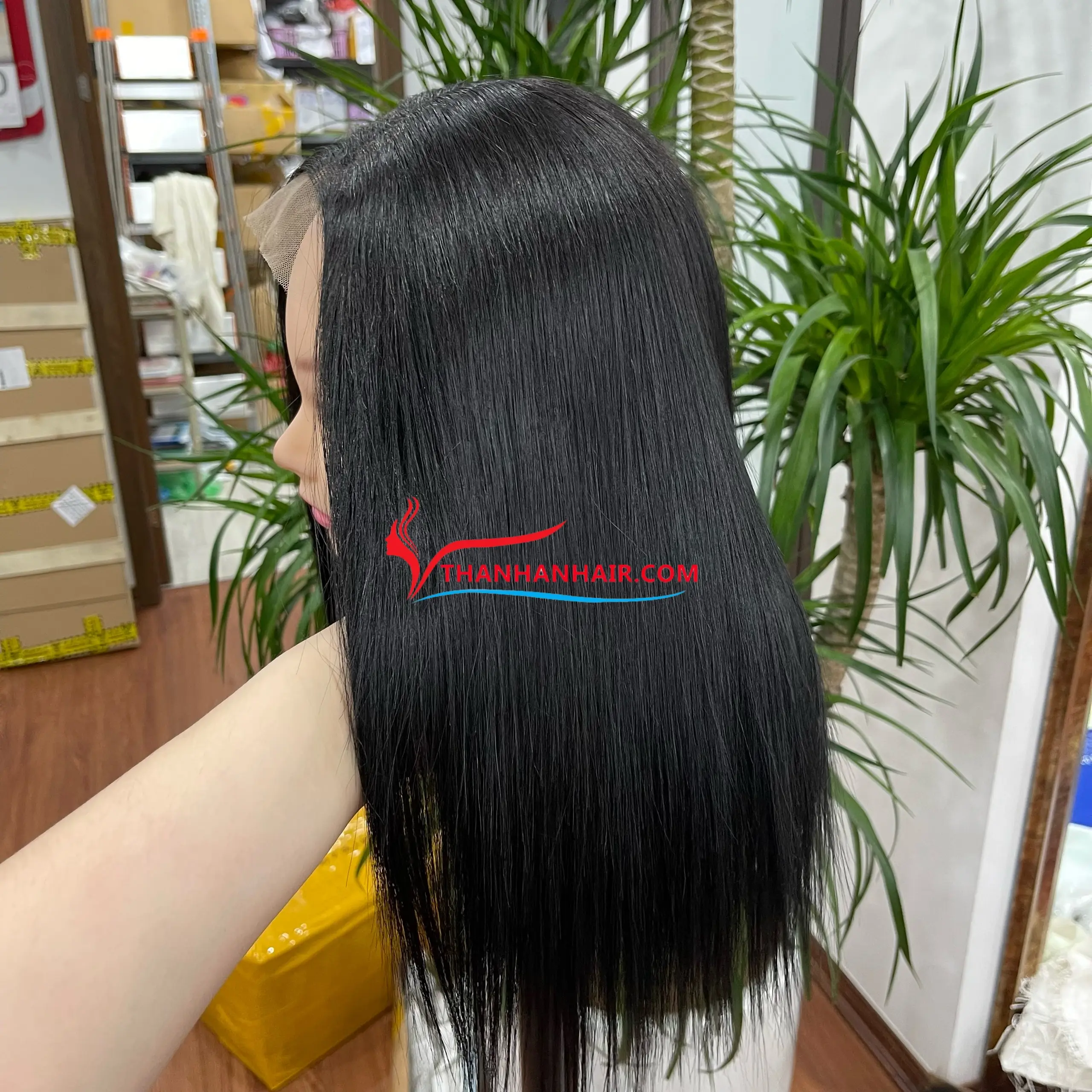 शिप करने के लिए तैयार बोन स्ट्रेट फ्रंटल क्लोजर विग प्राकृतिक काला 14 इंच- वियतनामी बाल एक्सटेंशन- प्राकृतिक रंग- रेमी बाल