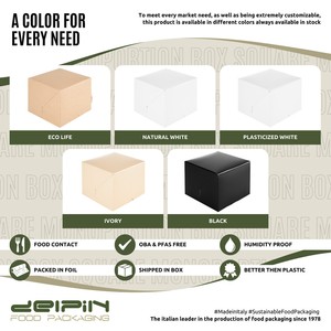 Caja de Papel Kraft Cuadrada Desechable Ecológica Hecha en Italia, Diseño Ranurado, Cierre Encajable Reciclable, Embalaje para Postres - Product Image 3