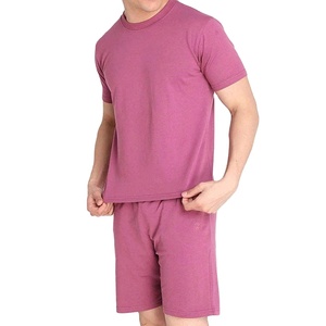 Plain OEM Men's Summer Lightweight <b>Bamboo</b> Fiber Breathable Print Knit Sweater T-Shirt Shorts Set Sport - Product Image 6
