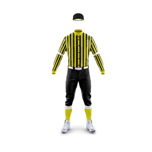 Custom Yellow Black Striped Baseball Uniform Full Sleeve Mandarin Collar Breathable 100% Cotton Unisex <b>Soccer</b> Apparel Adult Size - Product Image 2